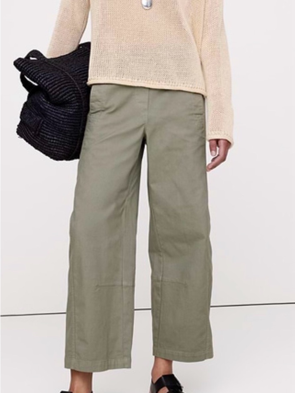 Banana Republic Olive Wide-Leg Barrel Pants